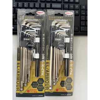 Bộ Chìa Lục Giác TLS-9NP EIGHT JAPAN 1.5~10mm gồm 9 cái, Bộ Lục Giác TLS-9NP EIGHT JAPAN