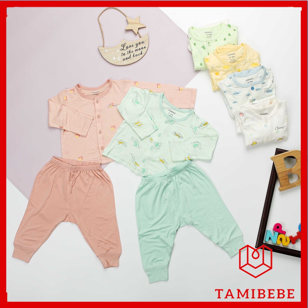 [Mã FAMAYFA2 giảm 10K đơn 50K] Quần áo trẻ em Chaang Bộ sơ sinh dài tay cúc giữa -TAMIBEBE