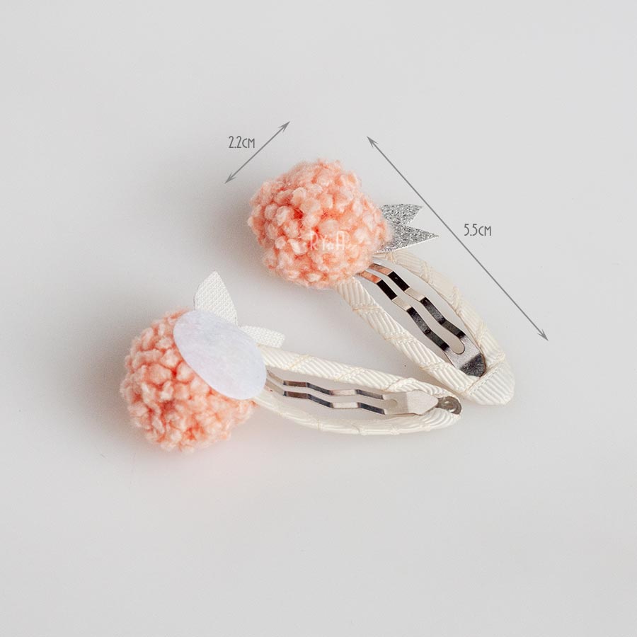 Bộ 02 kẹp tóc cho bé đính bông len RYA 11362