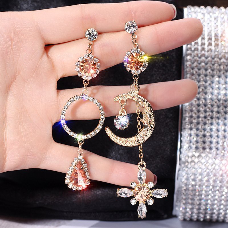 Khuyên bông tai đá cam nhật nguyệt trang sức nữ xinh xắn