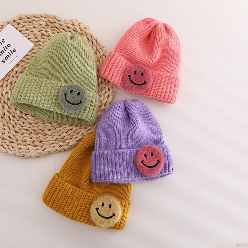 Mũ dệt kim màu sắc kẹo ngọt giữ ấm mùa đông phong cách hàn quốc cho bé