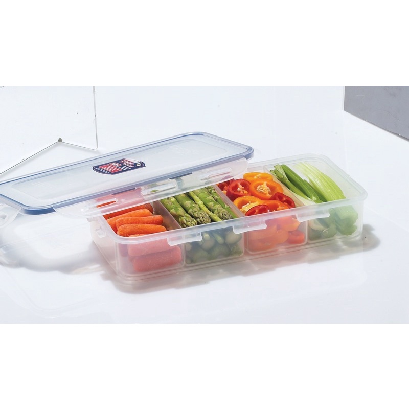 Hộp nhựa 4 ngăn bảo quản thực phẩm Để Tủ Lạnh Có Khóa 4 Cạnh Kín Hơi Lock&Lock Classic 1.6L  HPL847C