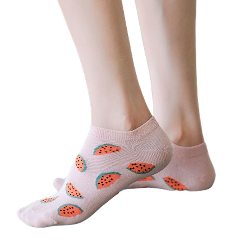 Xiangbao Tất Thuyền Ngắn In Hình Trái Cây Dễ Thương Cho Nữ