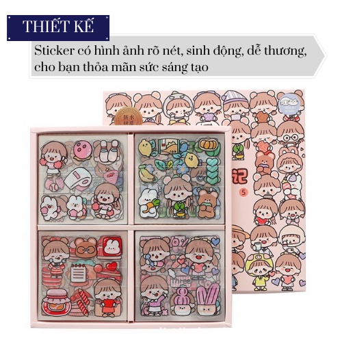 Combo 2 Tấm Sticker Cute Trang Trí Bình Nước Dễ Thương 8x8cm