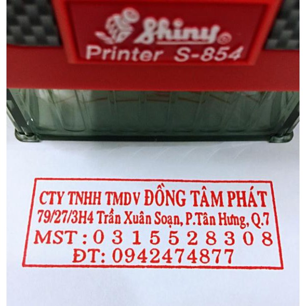 Khắc dấu tên công ty, mã số thuế, địa chỉ, số điện thoại Shiny S-854 ,