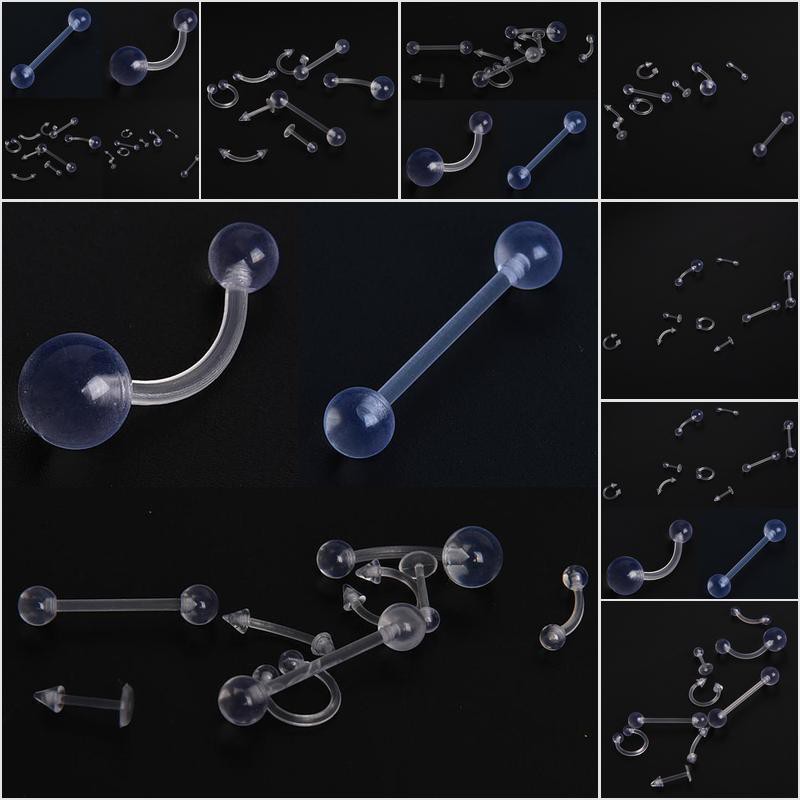 Set 9 Khuyên Rốn / Lưỡi / Môi / Rốn Màu Sắc Trong Suốt