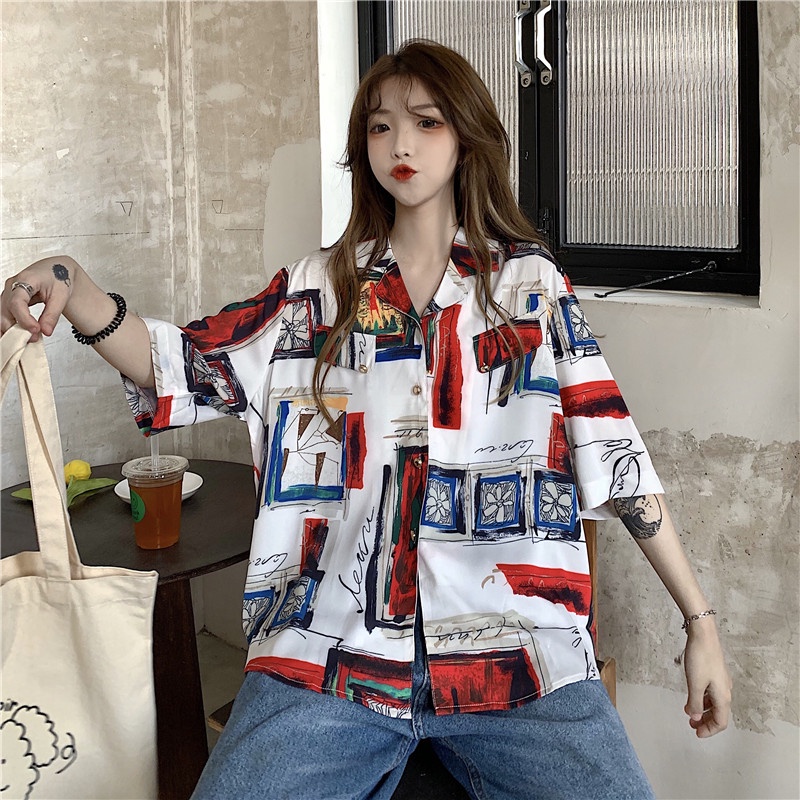 NRVP Áo Sơ Mi Dáng Rộng Thời Trang Hàn Quốc Cá Tính Cho Nữ