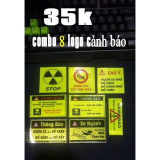 Tem cảnh báo combo 8 mẫu , logo phượt , tem phản quang , tem xe , tem phượt , logo phản quang