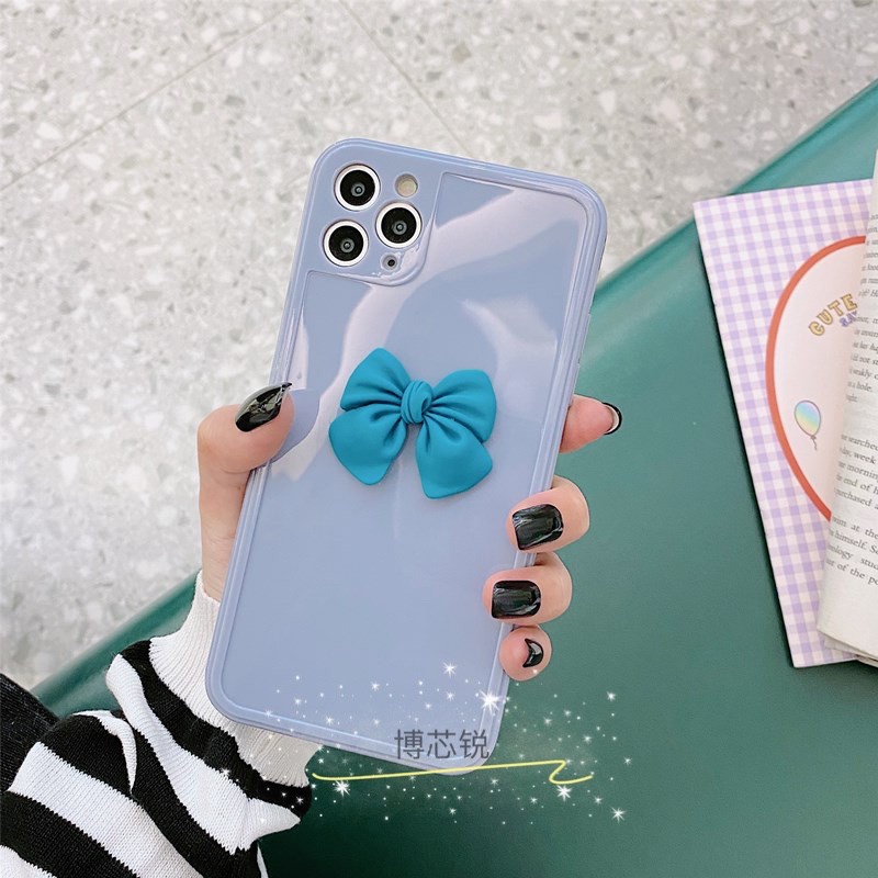 Ốp lưng iphone Gắn nơ TPU dẻo bóng cạnh vuông IP12 BVC 6/6plus/6s/6splus/7/7plus/8/8plus/x/xr/xs/11/12/pro/max/plus/pro