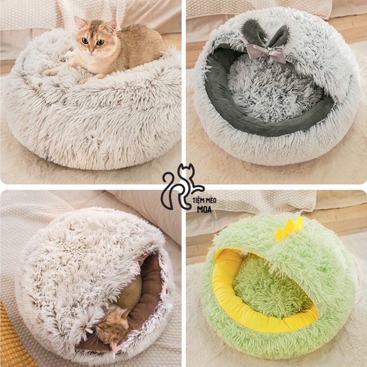 [TẶNG KÈM GỐI BÔNG] Ổ nằm bánh mì tròn cho thú cưng - Tiệm Mèo Moa