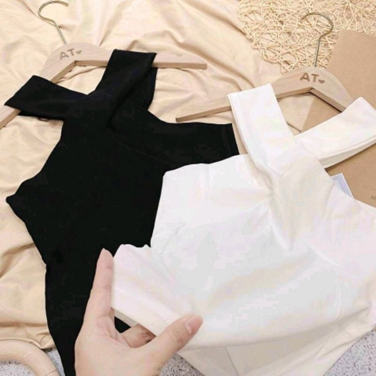 Áo 2 dây kiểu nữ mặc được 2 kiểu chất zip hàng đẹp co và giãn A70 Nội Y Xanh hàng đẹp trendy - nội y xanh