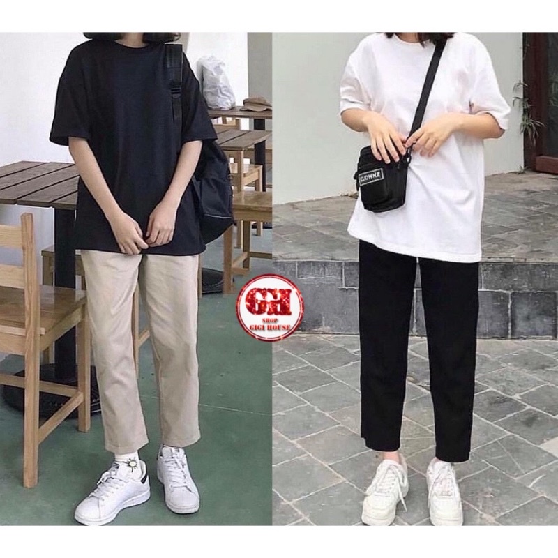 Quần DÀI ỐNG SUÔNG KAKI 3 Màu Ulzzang Nam, Nữ Unisex (nửa lưng thun nửa lưng tây) Gigihouse