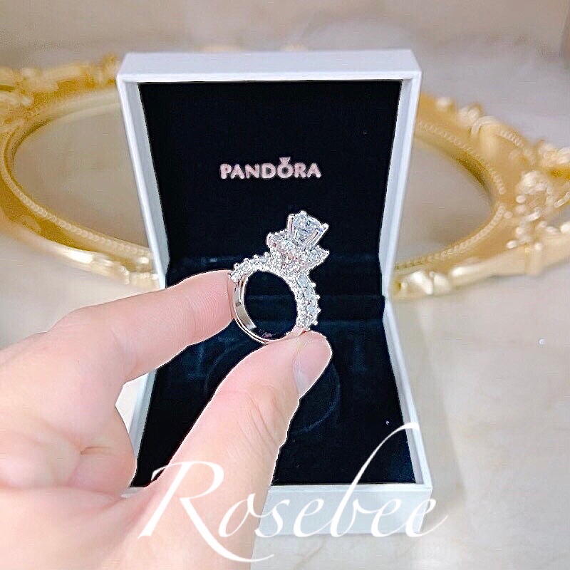 Nhẫn xoàn vuông hột cao đính đá Baguette