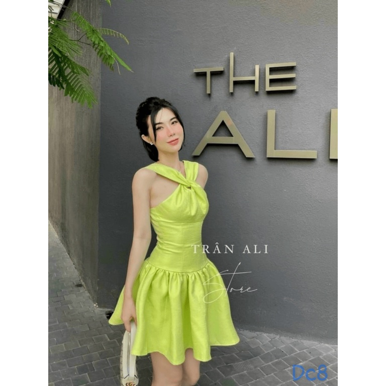 ĐẦM XÒE CỔ XOẮN DÂY NỮ MÀU HOT TREND THỜI THƯỢNG PU THỜI TRANG HHP