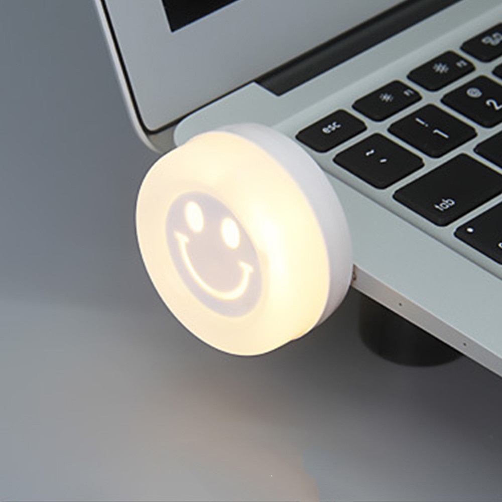 1 Đèn Ngủ Led Mini Hình Mặt Cười Cổng USB Dùng Trang Trí Phòng Ngủ