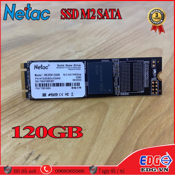 Ổ Cứng SSD M2 SATA 120GB NETAC BH 36 tháng | BigBuy360 - bigbuy360.vn