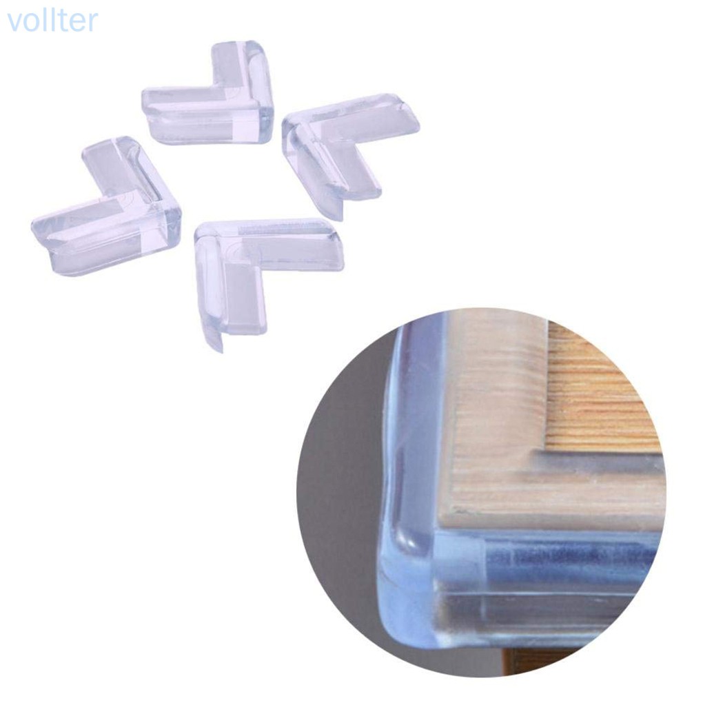 Set 4 miếng nhựa pvc trong suốt bọc góc bàn bảo vệ an toàn cho trẻ em