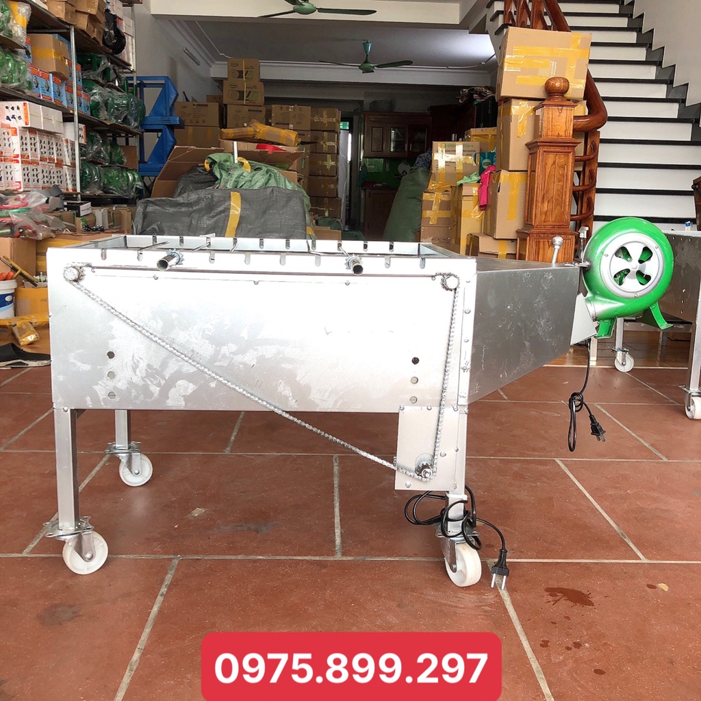 Máy nướng thịt, chả, gà vịt quay tự động 10 xiên - Bếp nướng có quạt thổi - Tặng kèm 2 xiên 3 và 10 xiên đơn INOX