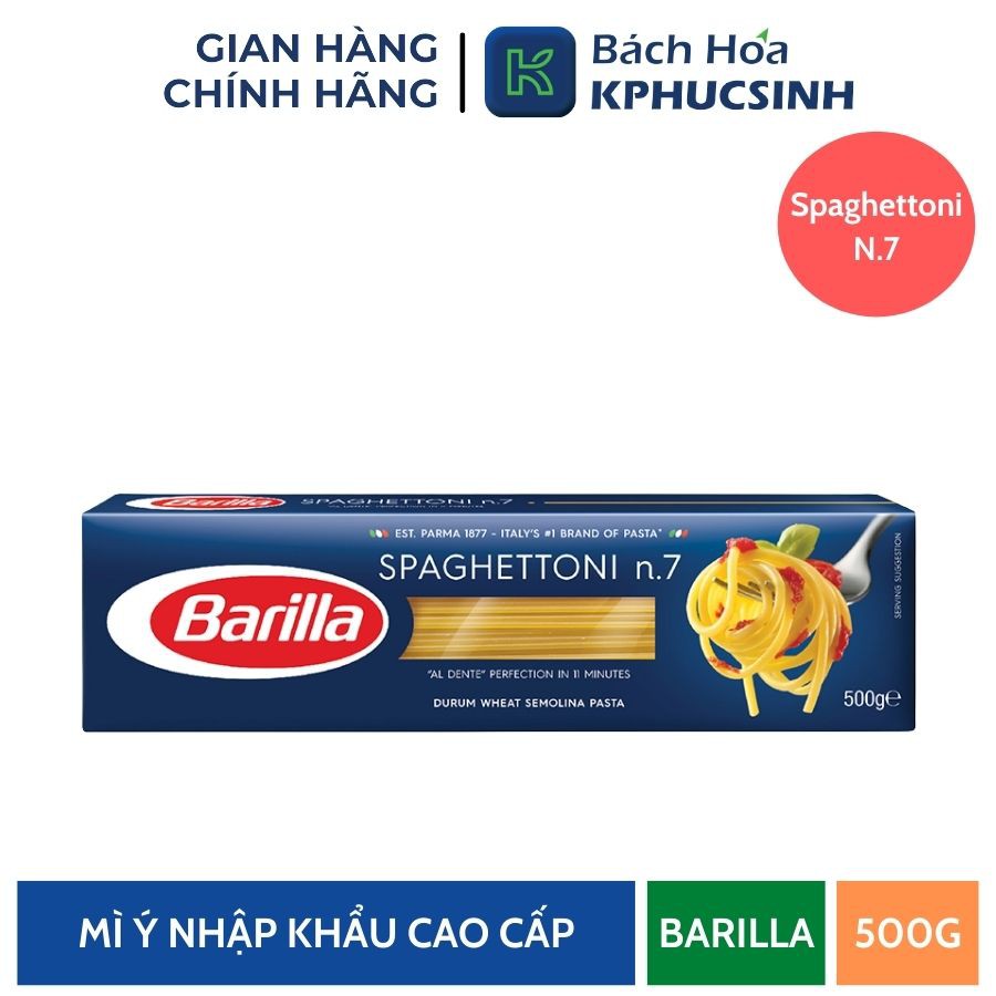 Mỳ barilla sợi hình ống các cỡ Spaghettoni 500g KPHUCSINH - Hàng Chính Hãng