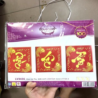 Tranh thêu chữ thập Phúc Lộc Thọ LV3436 (126x43) chưa thêu