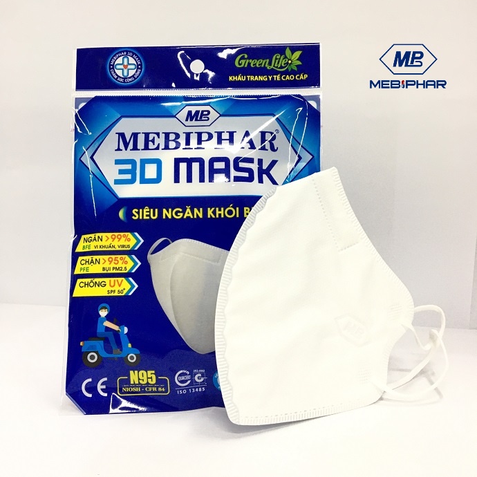 Khẩu trang MEBIPHAR 3D chính hãng - Form dáng ôm sát giúp lọc bui, ngăn vi khuẩn hiệu quả
