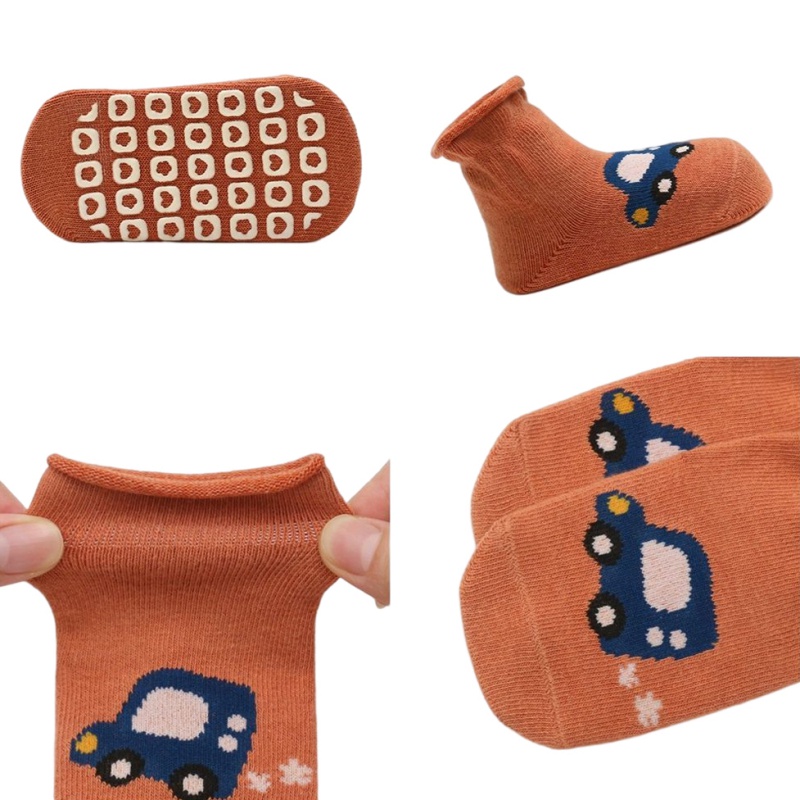 Set 3 Đôi Tất Chống Trượt Kiểu Hoạt Hình Xinh Xắn Đáng Yêu Cho Bé Sơ Sinh