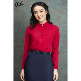 Chiffon_Áo sơ mi cổ sen tròn