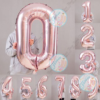 Bóng Số sinh nhật Rose Gold - bóng nhôm size đại trang trí màu vàng hồng