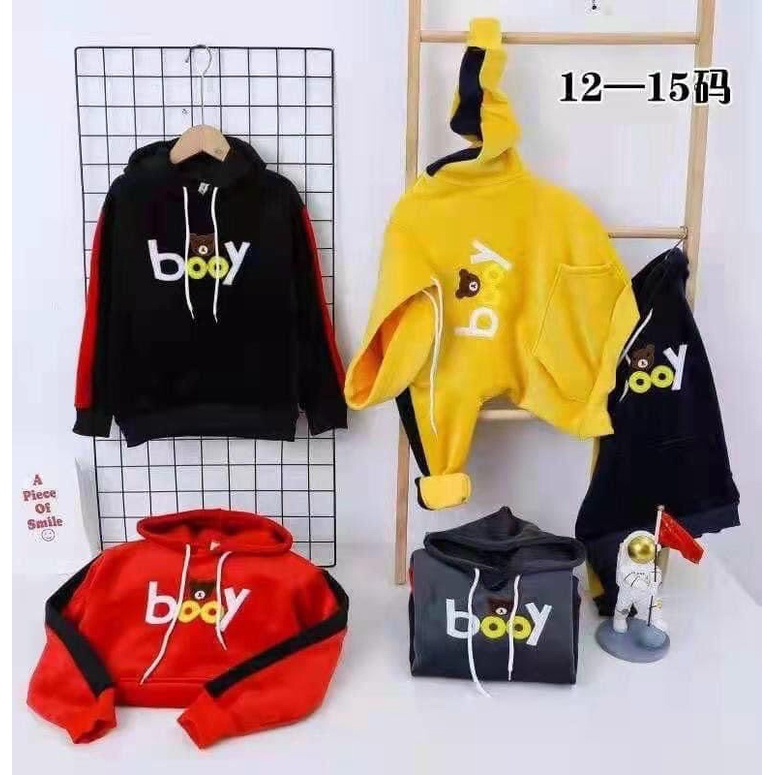 {15-30kg} Áo hoodie nhung lót nỉ bé trai loại dày ấm