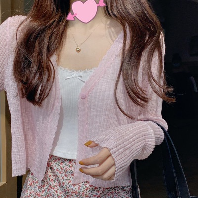MS266 Áo cardigan nữ dệt kim mỏng 1 cúc