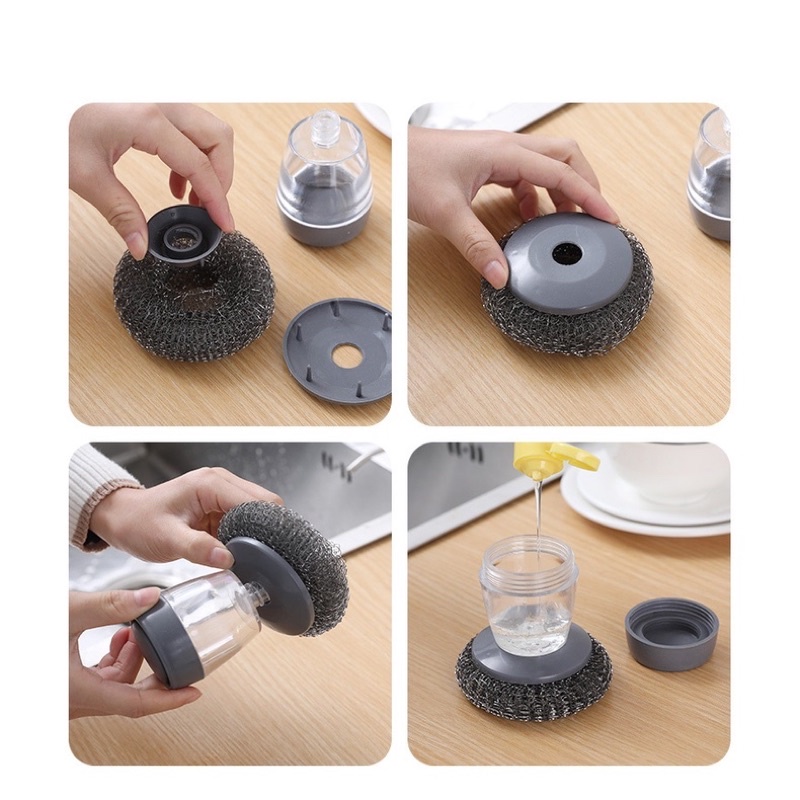 Cọ xoong nồi đa năng có ngăn chứa nước rửa