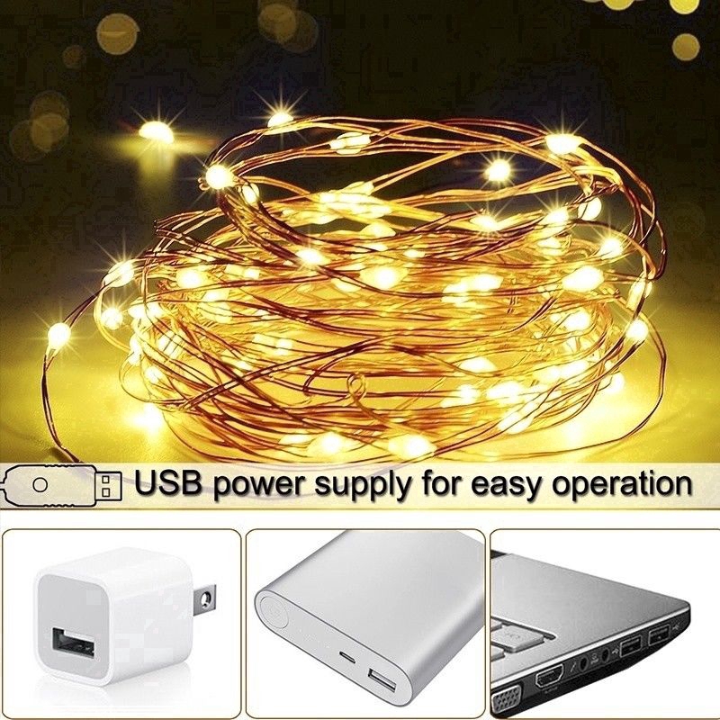 Dây đèn LED USB sắc đồng 5 / 10m dùng trang trí đa năng