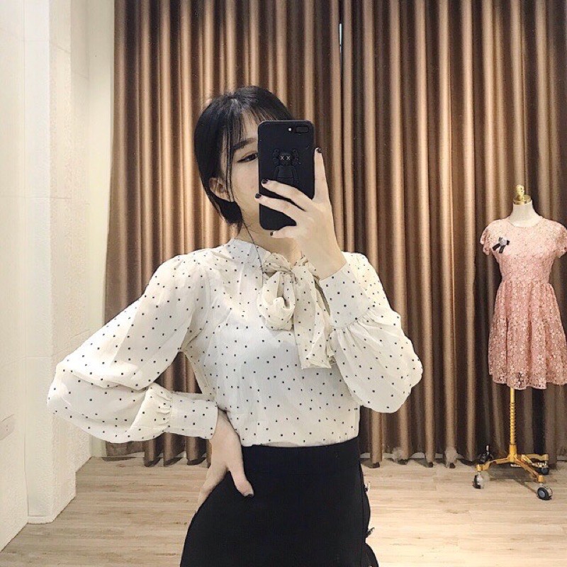Ảnh thật - Áo sơmi voan bi