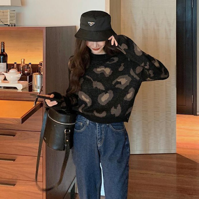 Áo Sweater Xiaozhainv Tay Dài In Họa Tiết Da Báo Phong Cách Hàn Quốc Xinh Xắn Dành Cho Nữ | BigBuy360 - bigbuy360.vn