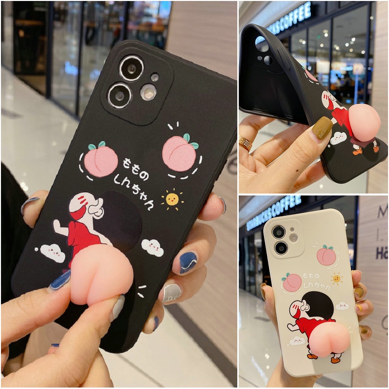 iPhone 12 11 Pro Max Xs X XR 6 6s 7 8 Plus 6p 7p 8p 6+ 6s+ 7+ 8+ SE 2020 Cute Cartoon Soft Silicon Phone Case Crayon Shin-chan Full Back Cover