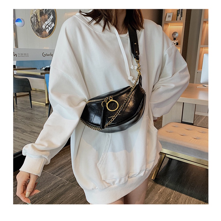 Túi bao tử đeo bụng dây xích - túi đeo bụng viền xích có dây đeo chéo cực sành điệu lonakeng shop