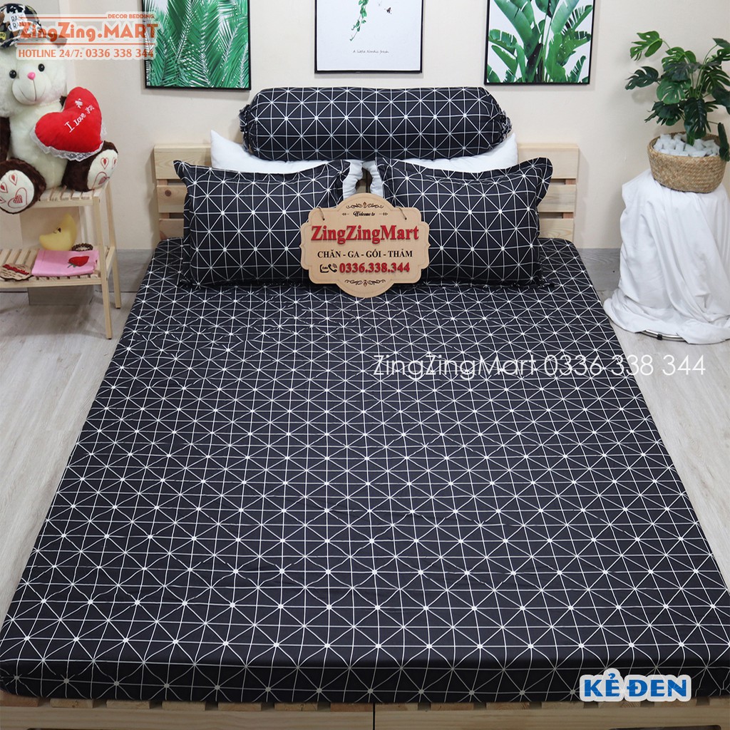 Bộ Ga Gối Poly Ga trải giường | Bộ Drap giường Chó Xám ( 1 ga + 2 vỏ áo gối ) - ZingZingMart