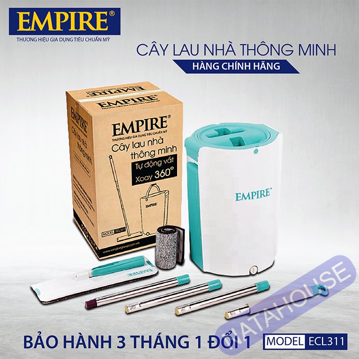 Cây Lau Nhà Empire ECL311 Bộ Lau Nhà Tự Vắt Thông Minh loại lớn 38cm NATAHOUSE