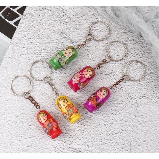 Móc khóa búp bê Nga độc đáo - Móc Chìa Khóa Gỗ Matryoshka siêu dễ thương Molangshop