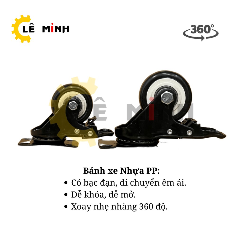 Bộ 4 Bánh Xe Đẩy Hàng Mini Loại Tốt - 4cm, 5cm - Có khóa Chống Trượt