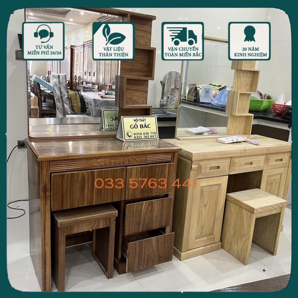 Bàn phấn gỗ venner hương xám kiểu dáng hiện đại - giá gốc tại xưởng