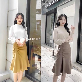 CHÂN VÁY ĐUÔI CÁ NHÚN EO CÁCH ĐIỆU - 2 MÀU