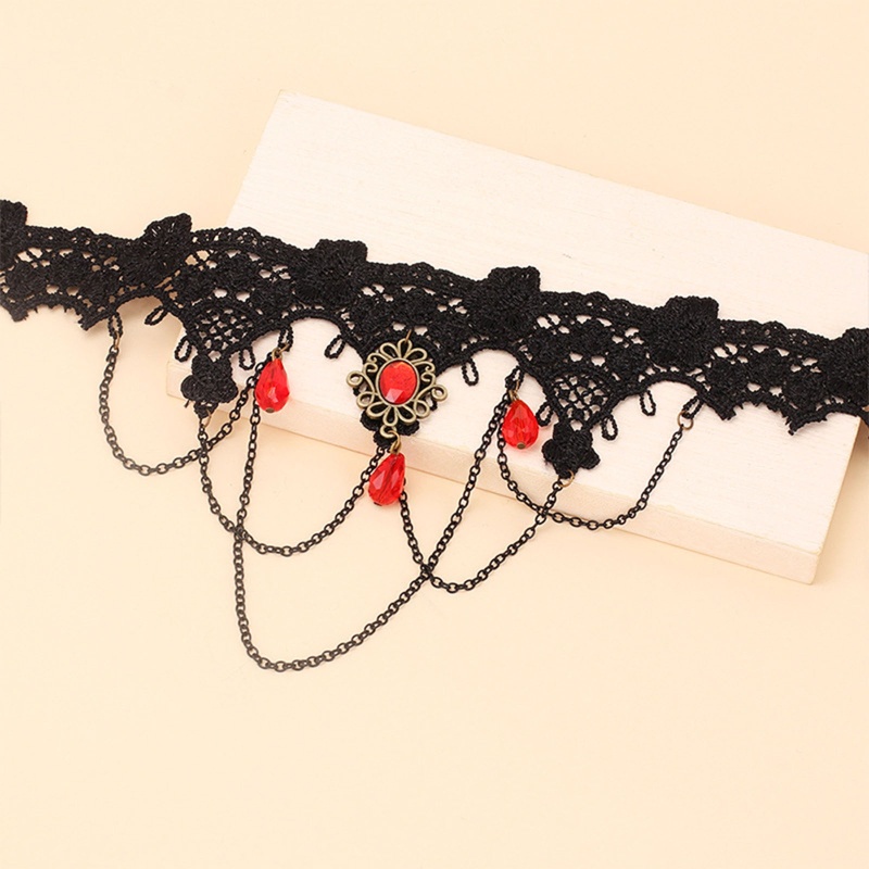 Vòng Cổ Choker Ren Phối Tua Rua Phong Cách Gothic Punk Cổ Điển