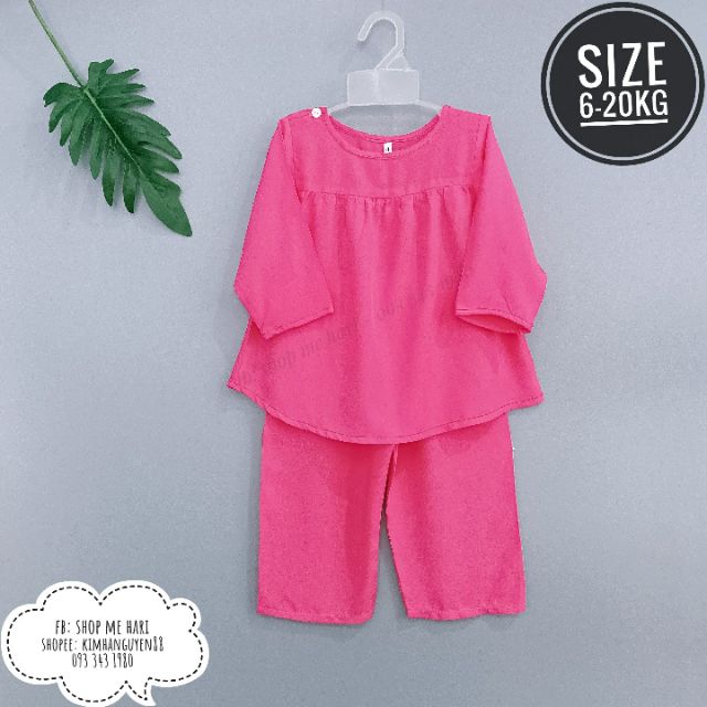 Bộ tole/lanh dài tay màu size 6-20kg ( còn nhiều màu )