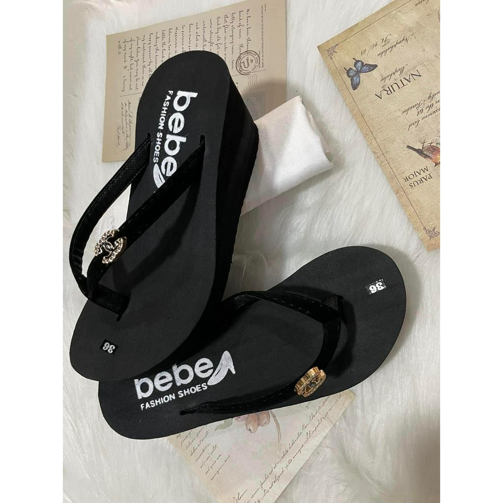 Dép lê xốp kẹp nữ 7cm đế dày cao gót quai xỏ(siêu rẻ)