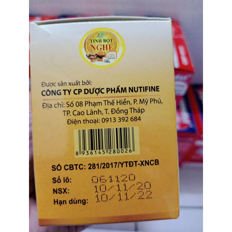 Tinh bột nghệ hộp 100g Nutrifine.