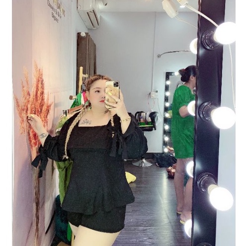 Set Cổ U &quot;Bigsize&quot; Tay Nơ Cotton Cao Cấp