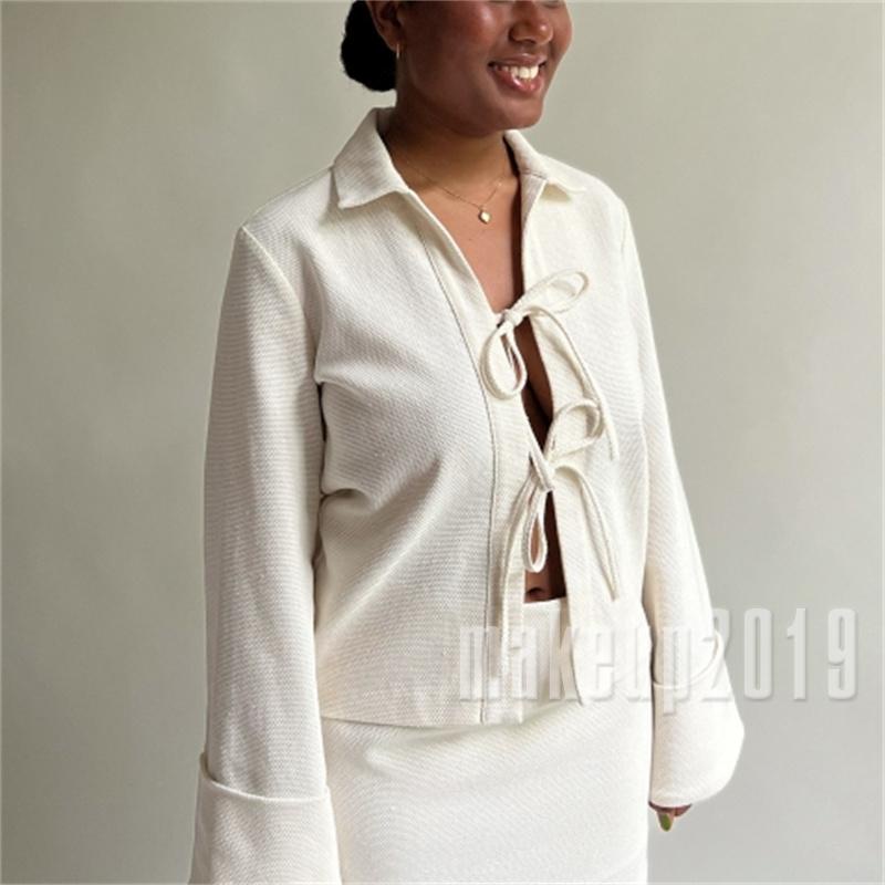 Áo Khoác Cardigan Cổ Bẻ Tay Dài Cột Dây Trước Y2K Thời Trang Đường Phố Cho Bạn Gái