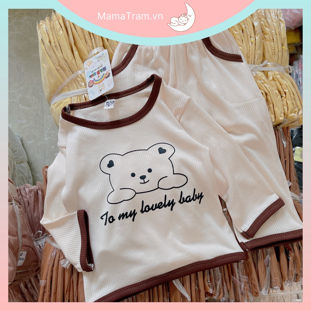 Đồ Bộ Dài Tay Thun Tăm Cho Bé Trai Bé Gái - Đồ Ngủ Cho Bé Từ 8 Đến 18Kg