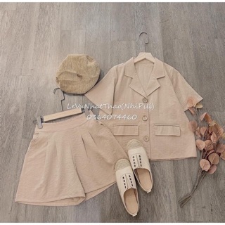 Set quần short + áo cổ vest